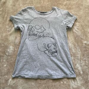 Harley Davidson Women’s Grey Double Skull Short Sleeve T-Shirt